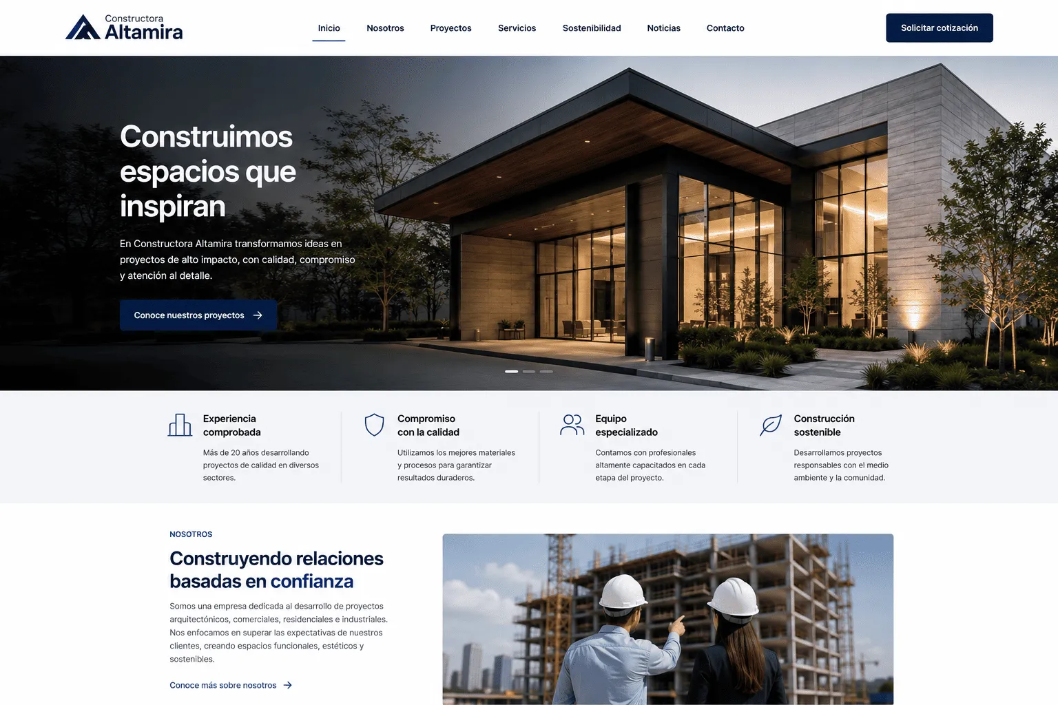 Página web empresarial profesional para negocios de servicios